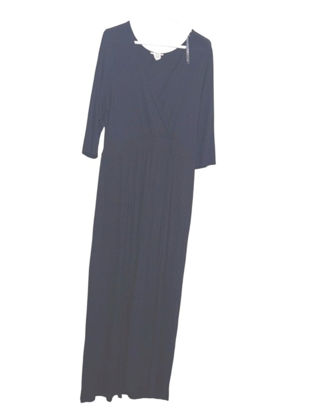 Bluebell Womens Black Maxi Wrap Dress 3/4 Sleeve Size 2XG Rayon Blend